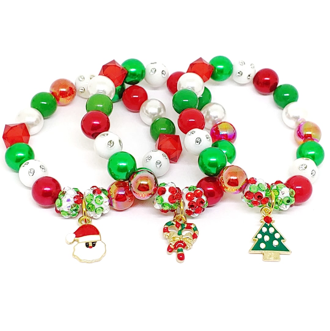 Christmas Bracelets Party Favors Mix Enameled Holiday Jewelry Etsy