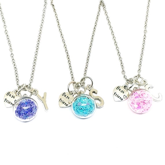 Personalized Best Friend Necklaces 2 3 4 5 Star Glitter Globe - Etsy