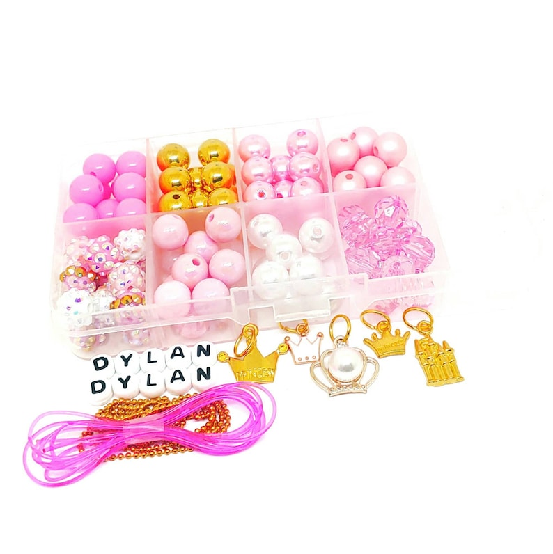 Girls princess name bracelet jewelry making craft container