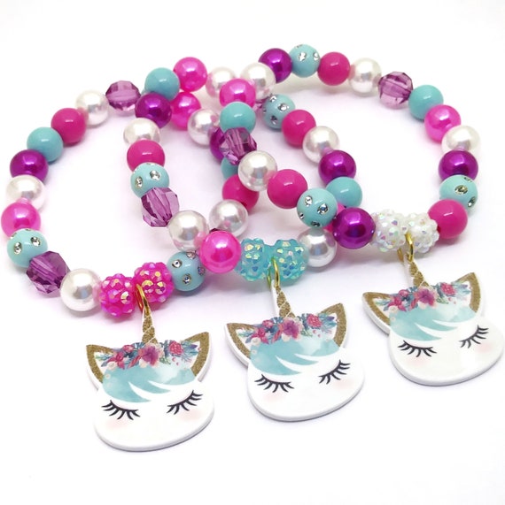 Unicorn Bracelets Party Favors Girls Blue Birthday Gifts