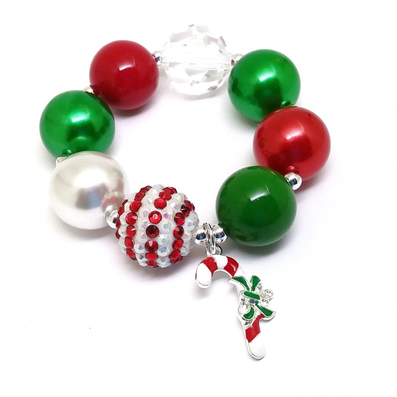 Girls Christmas bracelet Chunky reindeer stretch bracelet