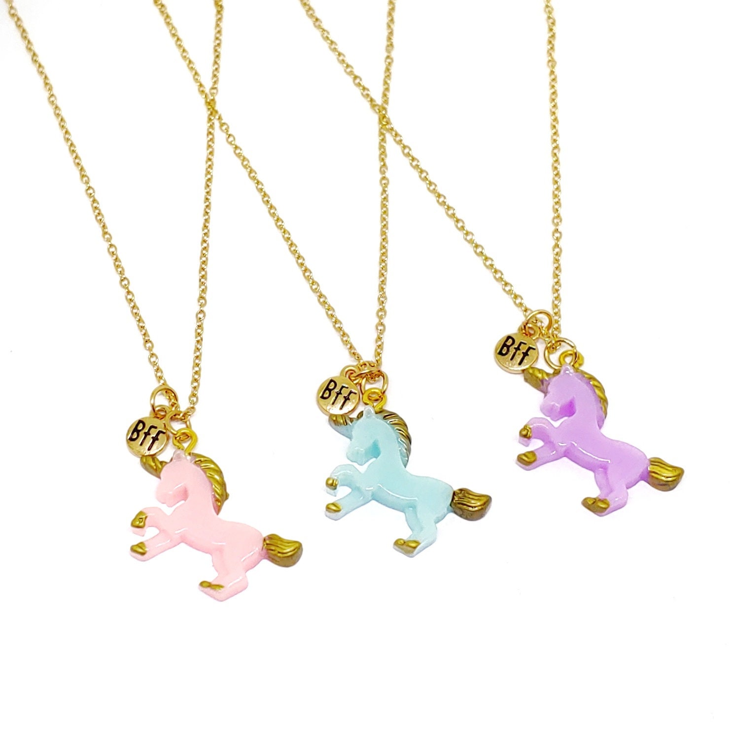 Personalized Unicorn Best Friend Necklaces 2 3 4 5 Friendship