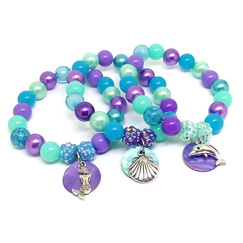 Mermaid bracelets party favors in organza bags Girls under Etsy