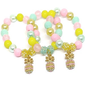 Pineapple bracelets party favors Girls luau birthday