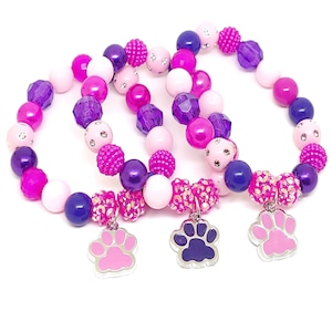 Paw bracelets party favors pink dog print Girls birthday