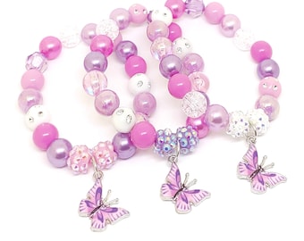 Girls pink butterfly bracelets party favors