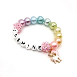 Girl's unicorn name bracelet pearl jewelry gift image 9