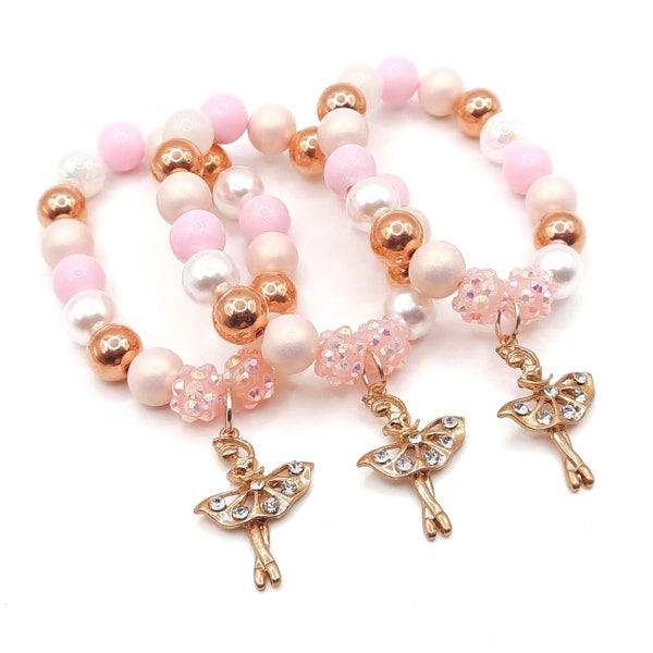 Rose gold ballet bracelets party favors ballerina birthday jewelry