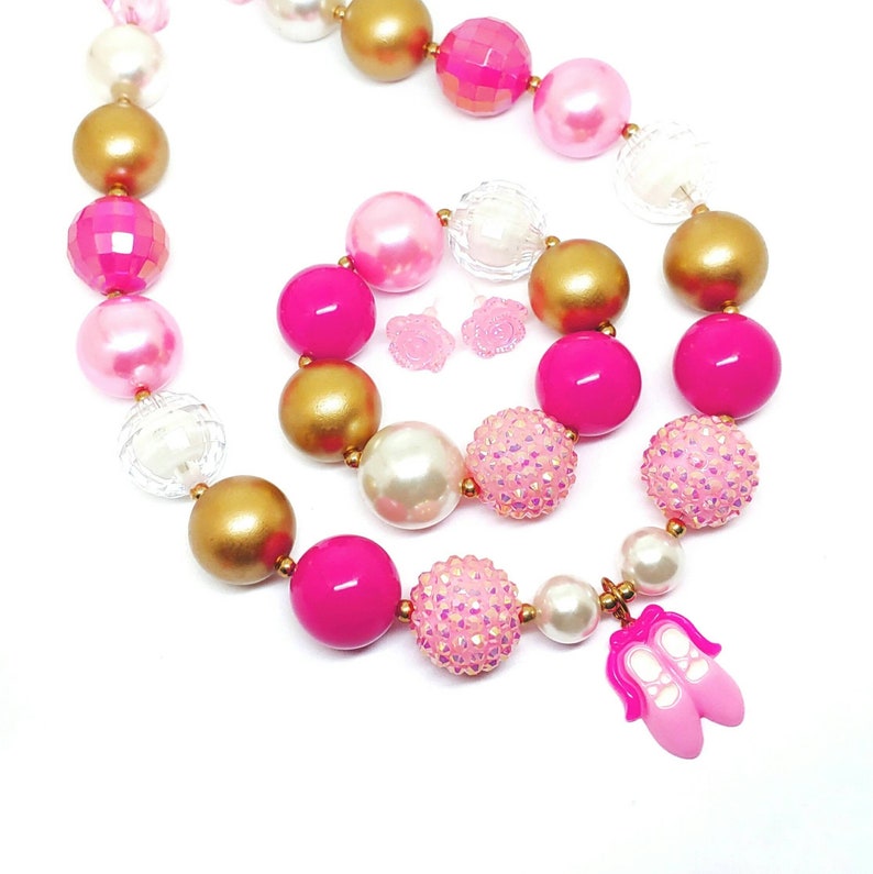 Chunky ballet necklace bracelet earrings jewelry set