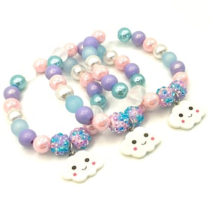 Cloud birthday bracelets party favors, Girls pastel celestial party favors