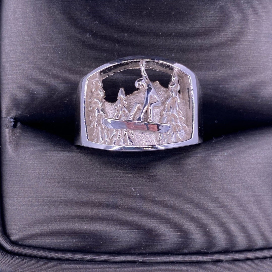 Snowboard Ring Sterling Silver. Sports Mountains Snow Etsy