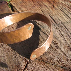 Copper bangle with silver rivets.Recycled copper bangle