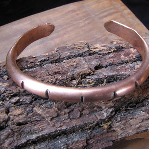 Unique copper bangle with filed design.Recycled copper bangle