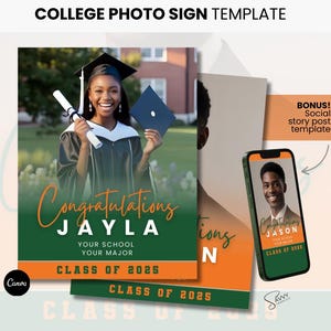 Bearbeitbares Abschlussfotoschild, Canva digitaler Download, 8,5 x 11-Vorlage, Klasse von 2025, College-Versprechen, FAMU, Florida A & M, HBCU