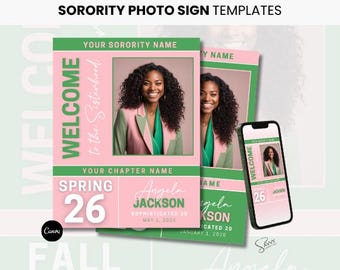 Sorority Photo Sign Template, Spring 26, Canva Digital Download, Editable Print, New Members, Crossing Gift, Poster, AKA, Alpha Kappa Alpha