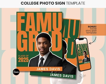 HBCU Abschlussfeier Fotoschild Vorlage: FAMU College Commit Print Social Post (Canva Digital Download)