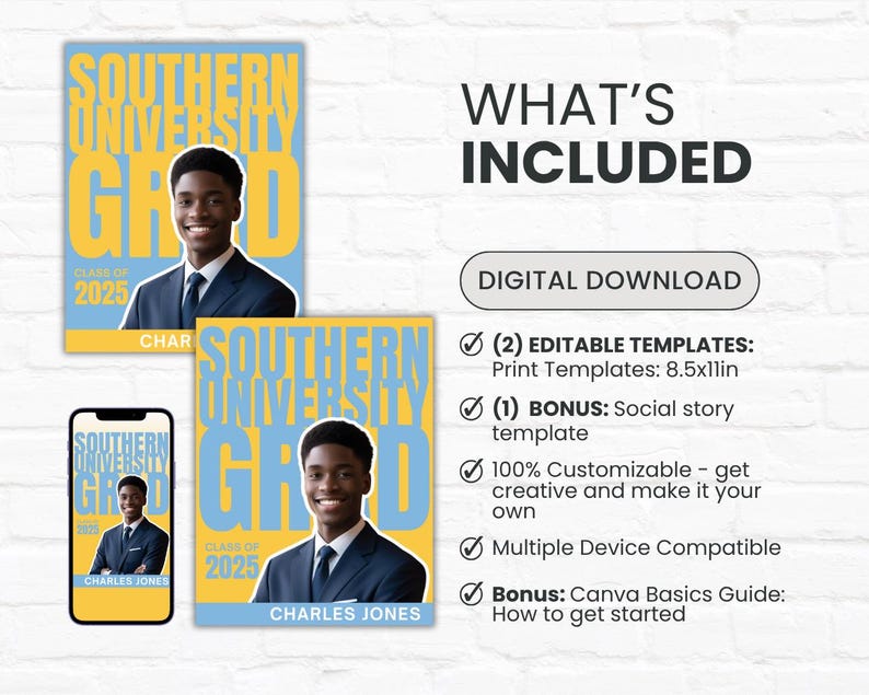HBCU Graduation Photo Sign Template: Southern College Commit Print ...