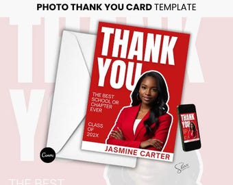 Danke, Karte, Fotovorlage, Canva Digitaler Download, DIY bearbeitbarer Druck, Sorority Neues Mitglied, Grad, DST, Delta Omega Theta
