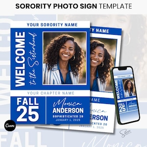 Sorority Photo Sign Template, Fall 25, Canva Digital Download, DIY Editable Print, New Members, Crossing Gift, Poster, ZphiB, Zeta Phi Beta