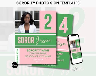 Sorority Fotoschild Vorlage, Frühling 26, Canva DIY, digitaler Download, bearbeitbarer Druck, neues Mitglied, Poster, AKA, Alpha Kappa Alpha