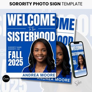 Sorority Photo Sign Template, Fall 25, Canva Digital Download, DIY Editable Print, New Members, Crossing Gift, Poster, ZphiB, Zeta Phi Beta