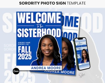 Sorority Fotoschild Vorlage, Frühling 26, Canva digitaler Download, DIY bearbeitbarer Druck, neues Mitglied, Crossing Geschenk, Poster, ZphiB, Zeta Phi Beta