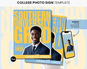 HBCU Abschlussfeier Fotoschild Vorlage: Südliches College Commit Print Social Post (Canva Digital Download)