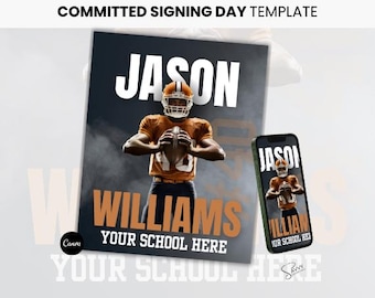 DIY Sports Commit Template, Signing Day Graphic, Social Media Flyer, Athlete Recruitment, IG Announcement, Canva Download, Football