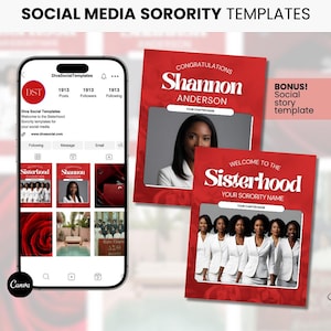 Sorority New Member Social Media Templates: DIY Editable Sistehood DST (Canva Digital Download)
