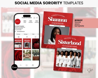 Sorority Social Media Vorlagen für neues Mitglied: DIY bearbeitbar Sistehood DST (Canva Digital Download)
