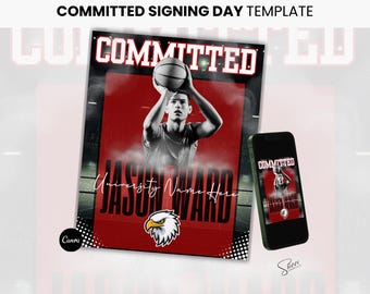 Sports Signing Day Template: Athlete Recruitment Poster Social Media (Canva Digital Download)