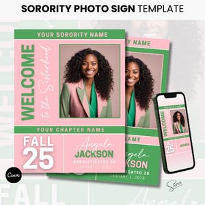 Sorority Photo Sign Template, Fall 25, Canva Digital Download, Editable Print, New Members, Crossing Gift, Poster, AKA, Alpha Kappa Alpha