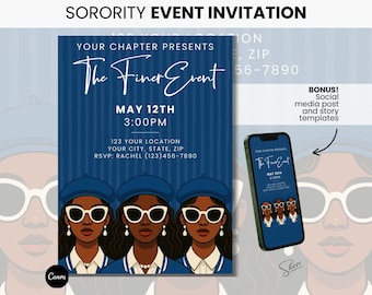 Sorority Einladung Vorlage: Bearbeitbarer Event Flyer Zeta Phi Beta (Canva Digital Download)