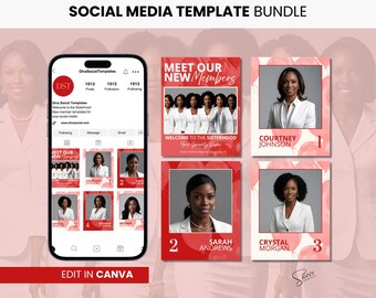 Mallpaket för sociala medier för sorority, digital nedladdning för nya medlemmar, DIY Canva, redigerbar mall, systerskap, Delta Sigma Theta, DST