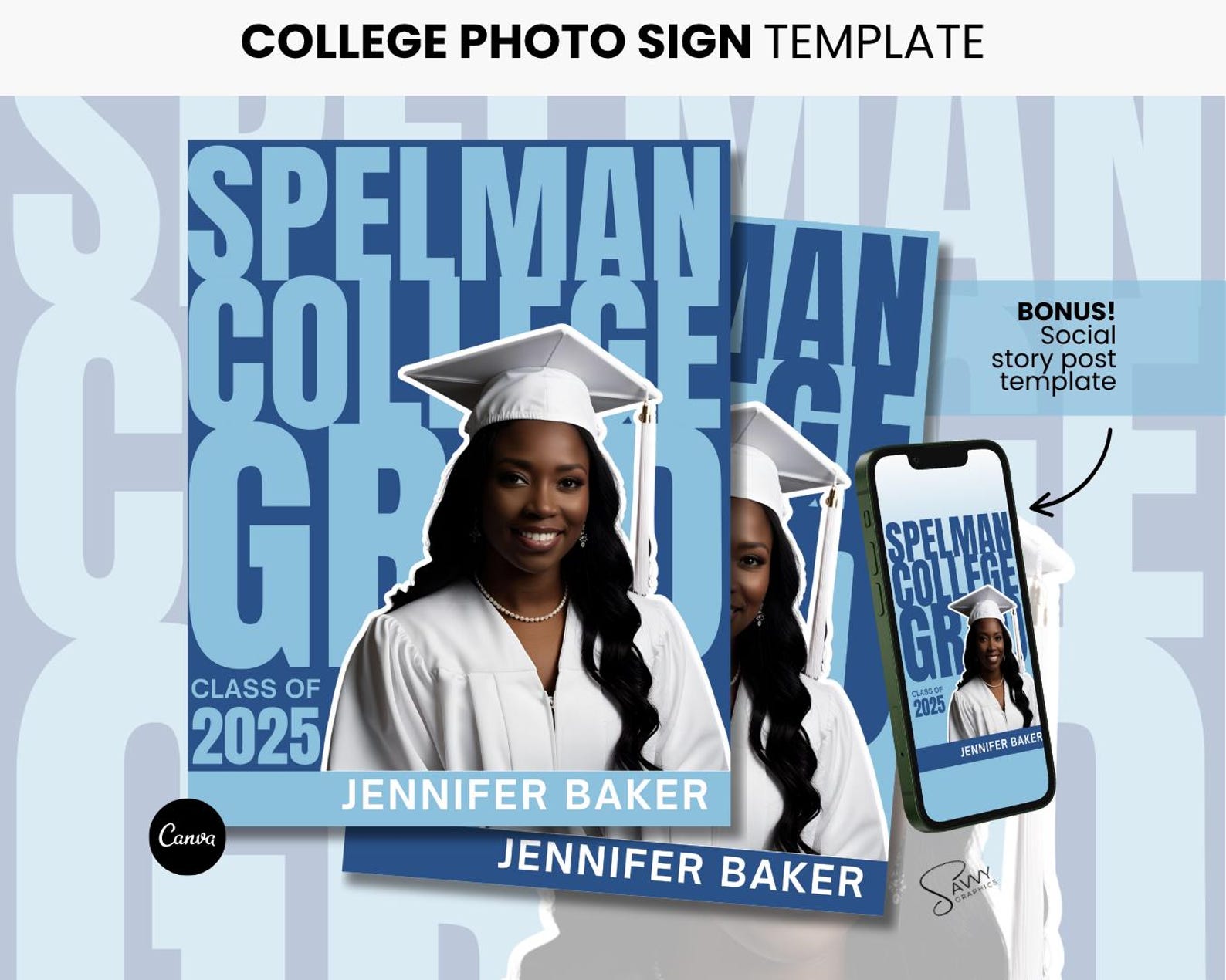 Spelman Hand Sign HBCU Graduation Photo Sign Template: Spelman College Commit Print ...