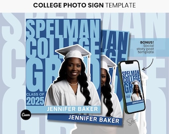 HBCU Abschlussfeier Fotoschild Vorlage: Spelman College Commit Print Social Post (Canva Digital Download)
