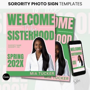 Sorority Photo Sign Template, SPRING 26, Canva Digital Download, Editable Print, New Member, Crossing Gift, Poster, AKA, Alpha Kappa Alpha
