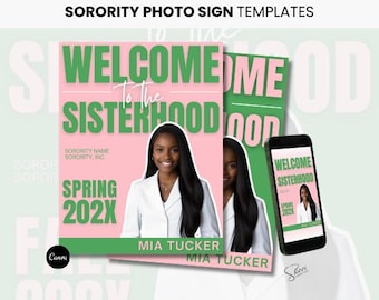 Sorority Fotoschild Vorlage, FRÜHLING 26, Canva Digitaler Download, editierbarer Druck, neues Mitglied, Crossing Geschenk, Poster, AKA, Alpha Kappa Alpha