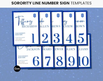 Zeta Phi Beta Sorority Line Nummer Schild Vorlage: DIY bearbeitbar Geschenk für neues Mitglied (Canva Digital Download)