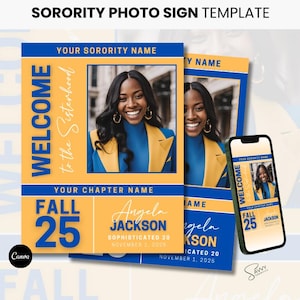 Sorority Photo Sign Template, Fall 25, Canva Digital Download, Editable Print, Welcome New Members, Crossing Gift, Poster, Sigma Gamma Rho