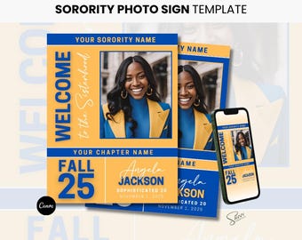 Sorority Fotoschild Vorlage, Herbst 25, Canva Digitaler Download, editierbarer Druck, Willkommen neue Mitglieder, Crossing Geschenk, Poster,rückend: