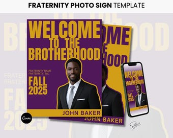 Bruderschaft Fotoschild Vorlage, Frühling 26, Canva Digital Download, editierbarer Druck, neue Mitglieder, Crossing Geschenk, Social Media, Omega Psi Phi