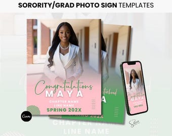 Sorority Photo Sign Template, Spring 26, Canva Digital Download, Editable Print, New Members, Grad, Graduate, Poster, AKA, Alpha Kappa Alpha