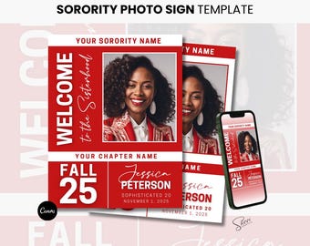 Sorority Photo Sign Template, Spring 26, Canva Digital Download, DIY Editable Print, New Member, Crossing Gift, DST, Delta Sigma Theta