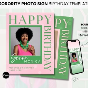 Sorority Birthday Social Media Template: DIY Editable Design (Canva Digital Download)