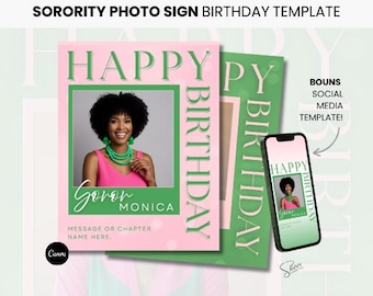 Schwesternschaft Geburtstag Social Media Vorlage: DIY bearbeitbares Design (Canva Digital Download)