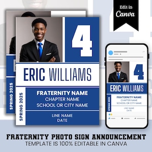 Fraternity Photo Sign, Canva Digital Download, 8.5x11 Editable Print, New Members, Crossing Gift, Probate Poster, SVG, Phi Beta Sigma
