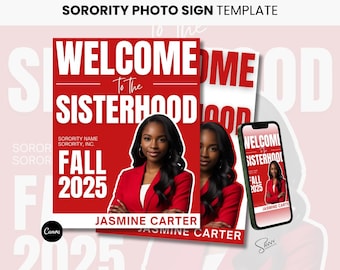 Sorority Fotoschild Vorlage, Frühling 26, Canva Digitaler Download, DIY bearbeitbarer Druck, neues Mitglied, Geschenk, Poster, DST, Delta Omega Theta
