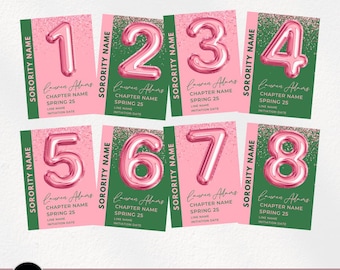Sorority Numbers Digital Download, 5x7, 8.5x11, Canva Editable Print, Instant Download, New Member Signs, Probate, AKA, Alpha Kappa Alpha