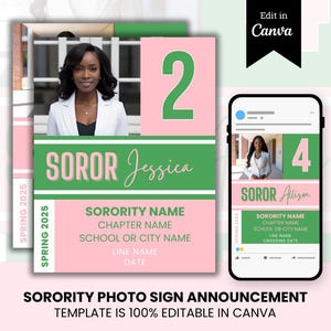 Sorority Photo Sign Template Canva, DIY, Digital Download, Editable Print, New Member, Crossing Gift, Probate Poster, AKA, Alpha Kappa Alpha